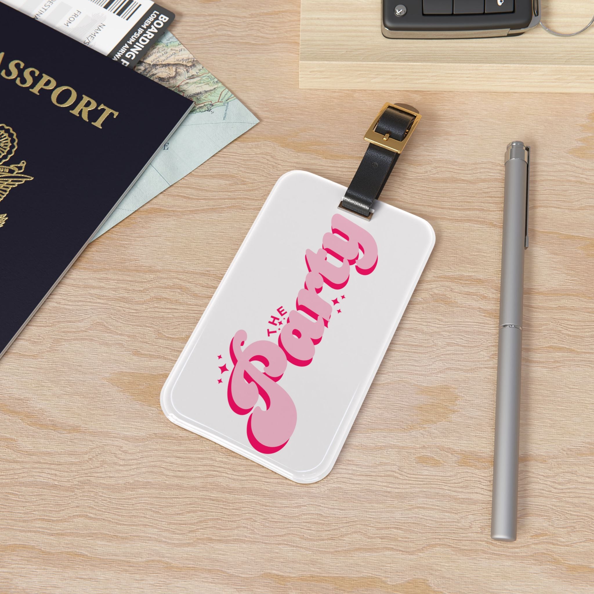 Luggage Tag — Pink Bridal Party “The Party” Travel ID Tag