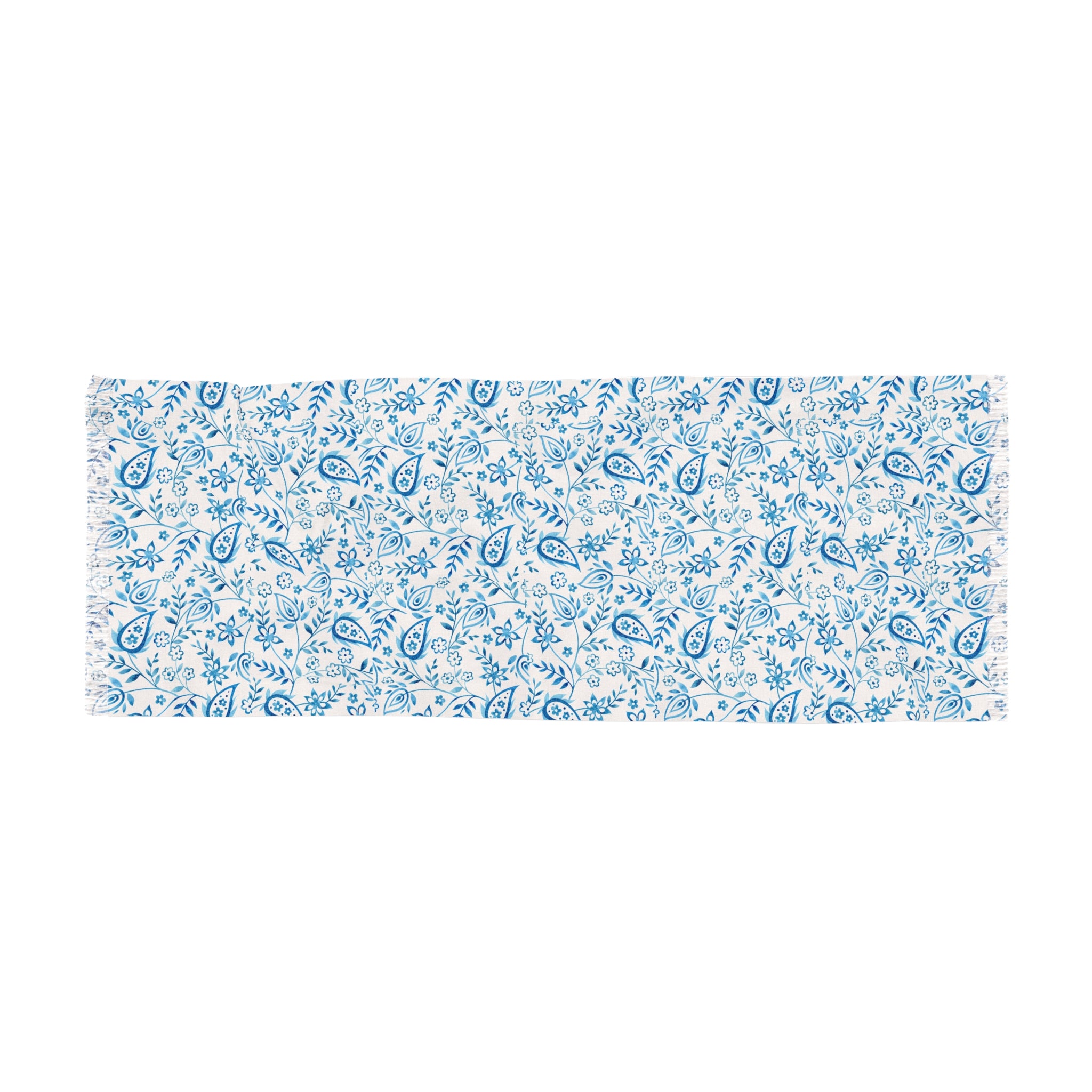Blue Paisley Floral Lightweight Scarf — Breathable Summer Fashion Wrap