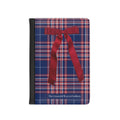 Plaid Ribbon Passport Cover — Blue Red Tartan Travel Wallet