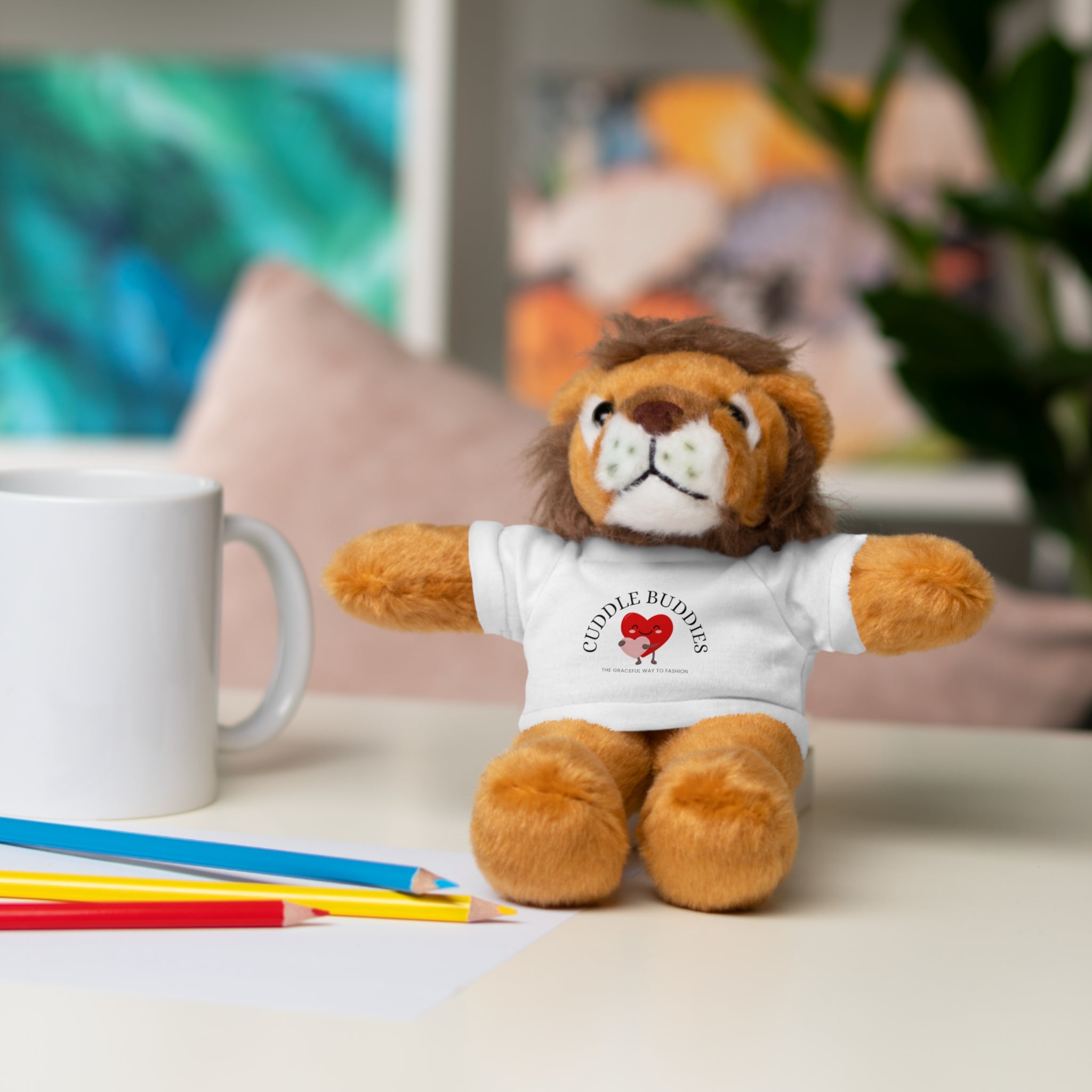 Travel Cuddle Buddies Plush Bear with "Cuddle Buddies" Tee — Soft Gift for Kids & Valentines