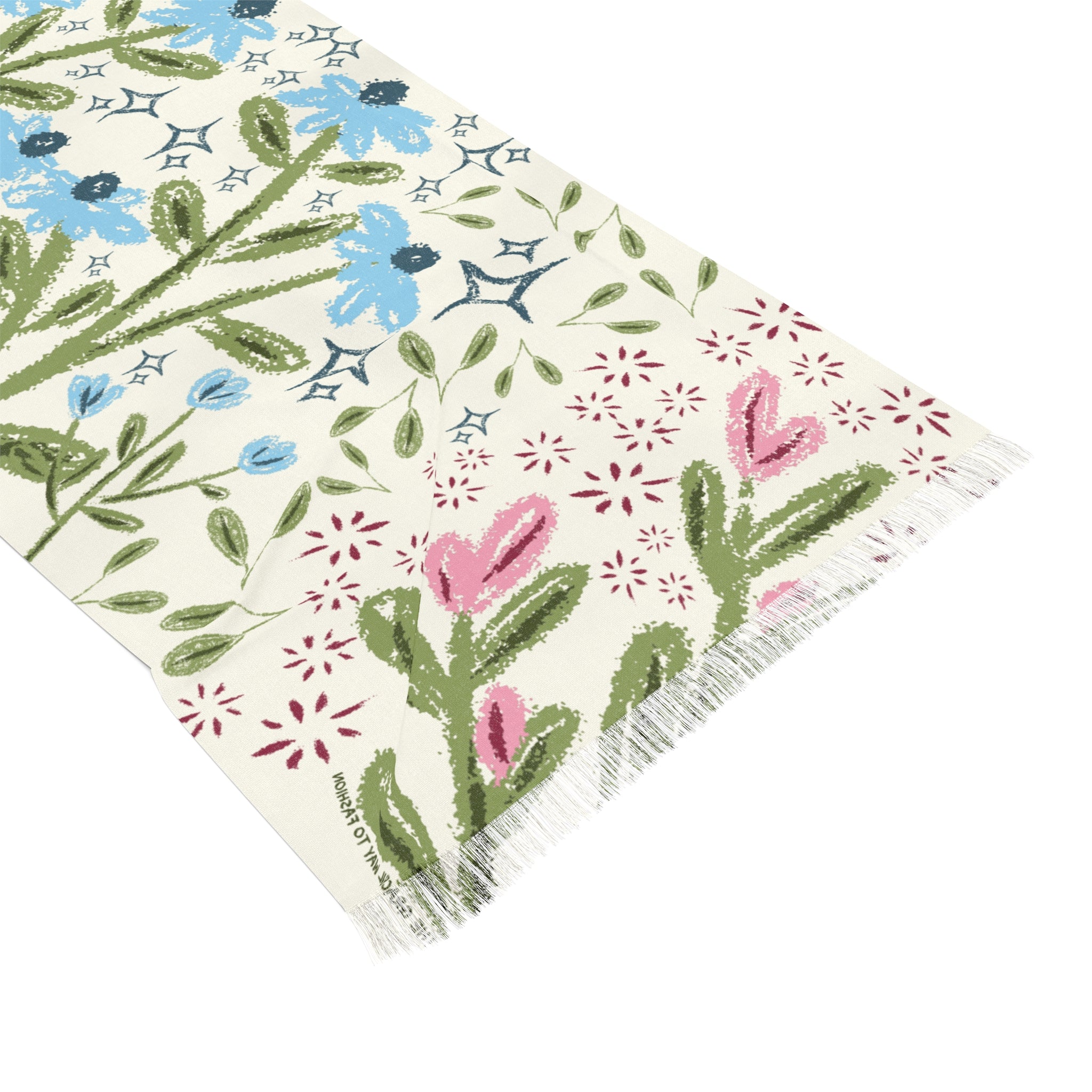 Floral Watercolor Light Travel Scarf — Blue Wildflower Spring Wrap