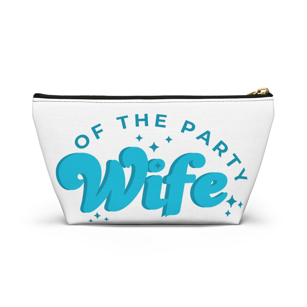 Blue Accessory Pouch — “Wife of the Party” Cosmetic Bag
