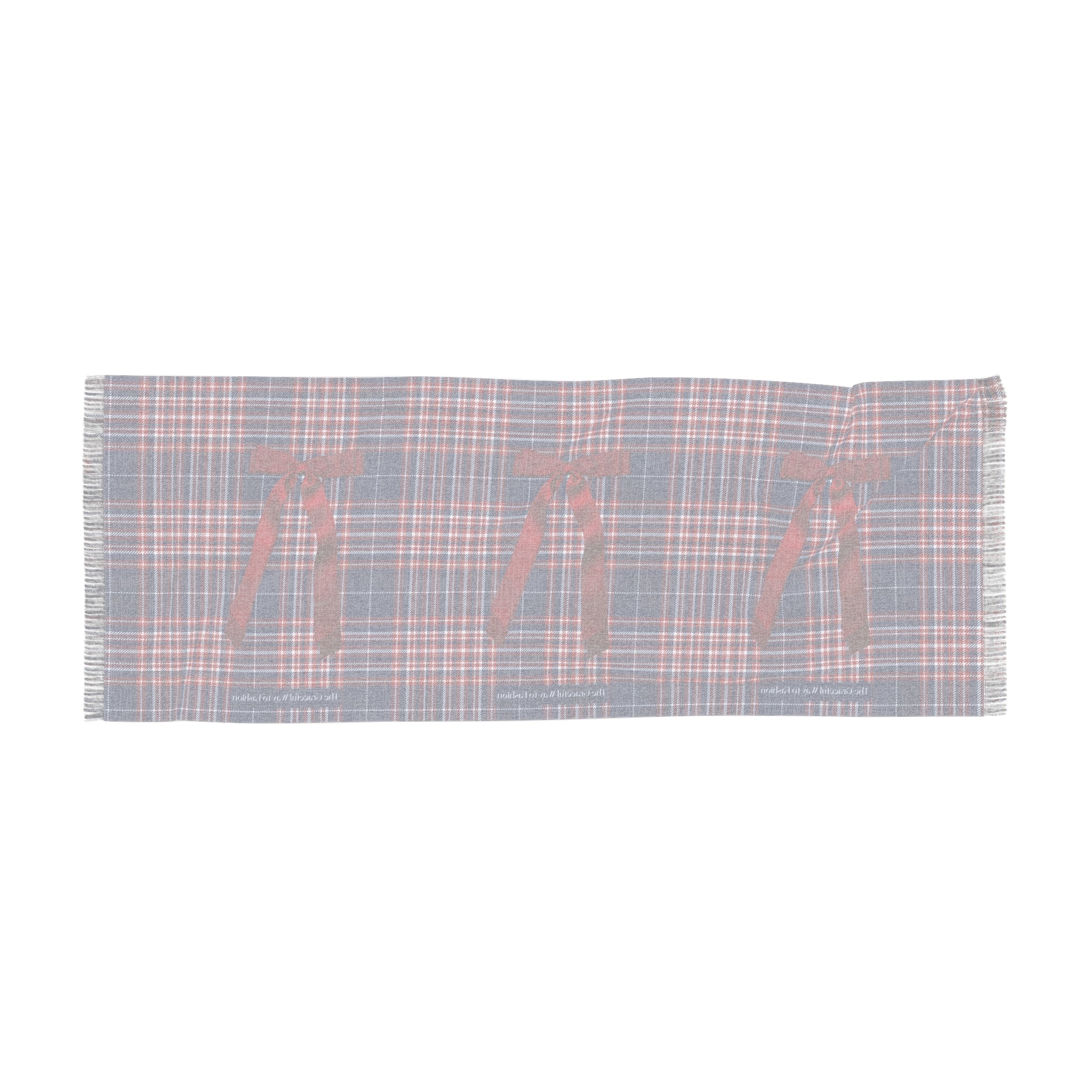 Plaid Ribbon Travel Scarf — Red Bow Lightweight Plaid Scarf
