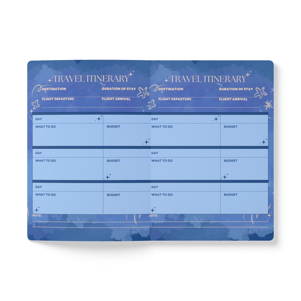 Travel Planner Soft-cover Trip Journal — Blue Starry Sky Travel Notebook