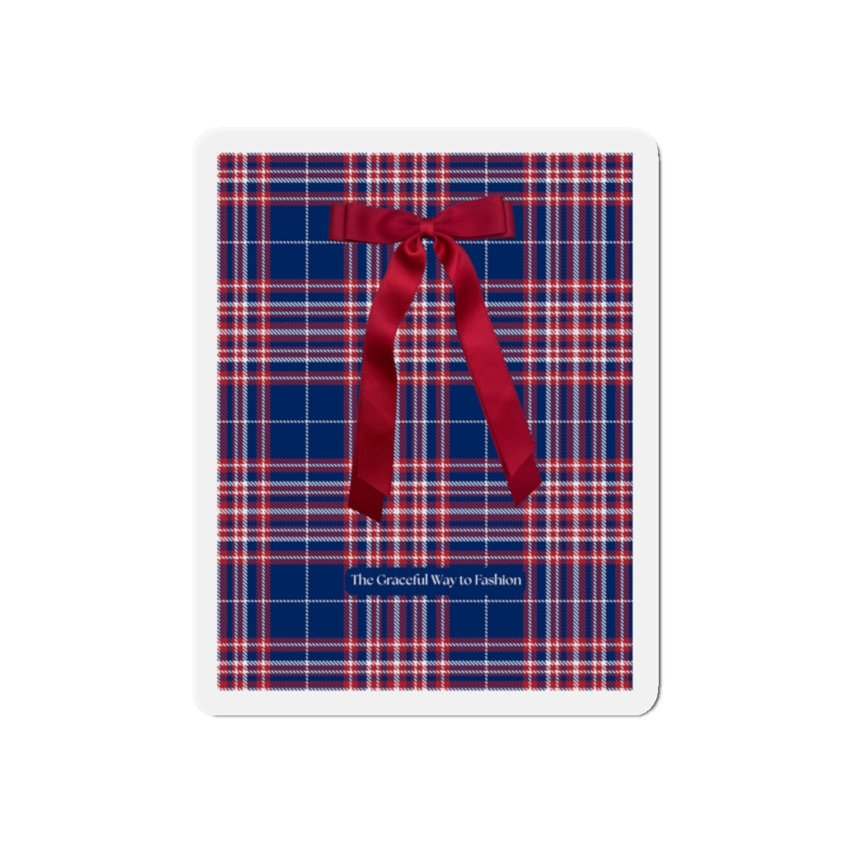 Plaid Ribbon Die-Cut Magnet — Red Bow Holiday Fridge Decor