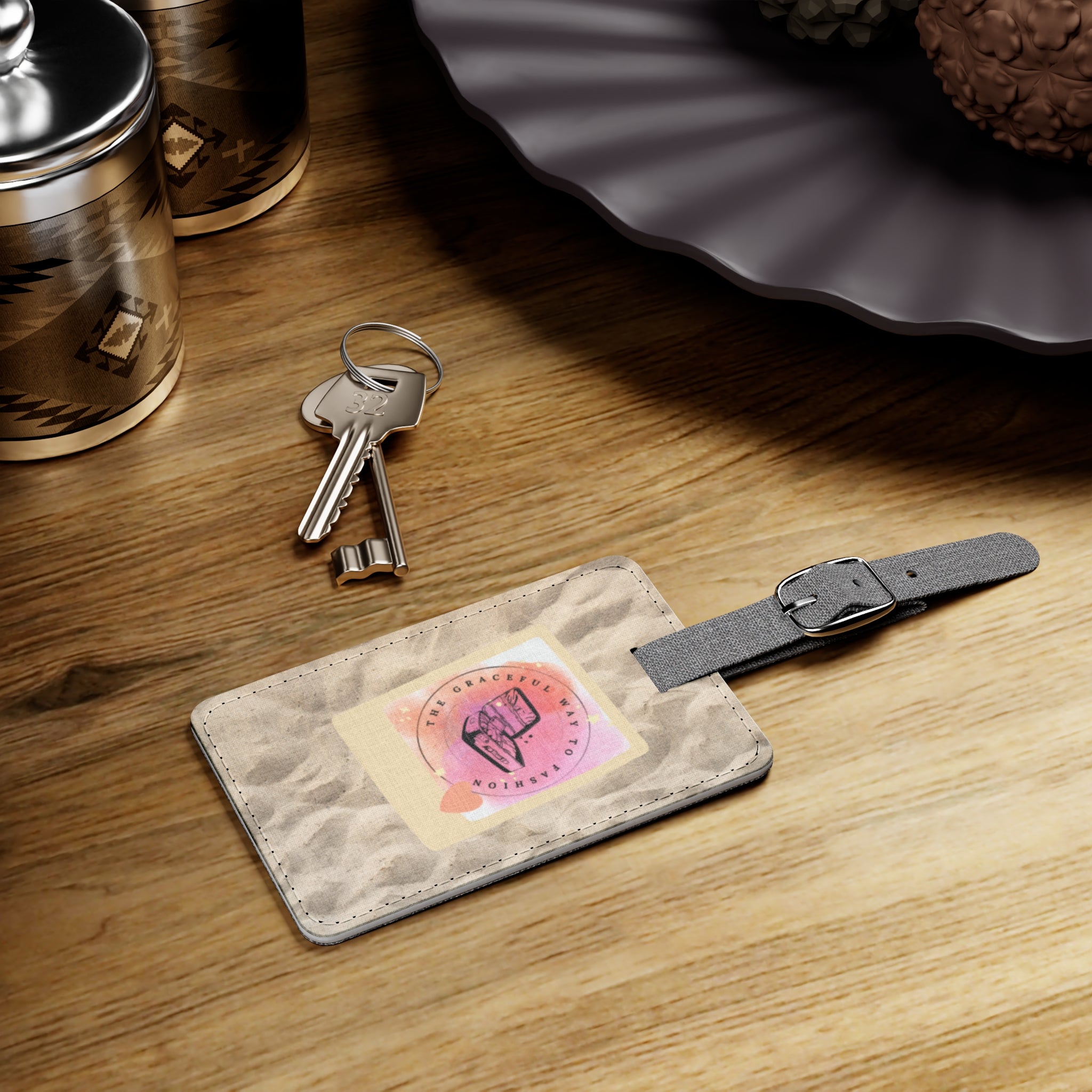 Sandy Logo Saffiano Travel Luggage Tag - Stylish, Personalized, Customizable, Perfect for Travelers, Unique Gift Idea, Vacation Essentials
