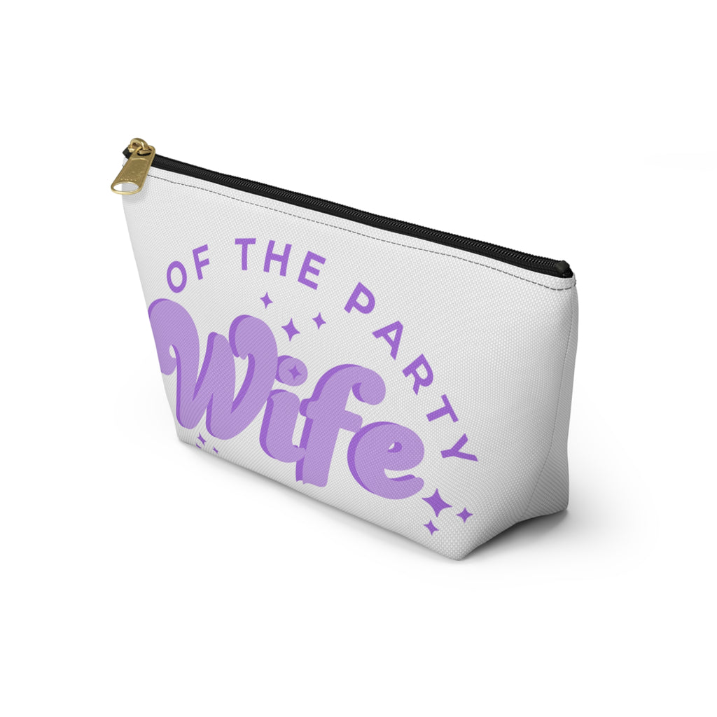 Purple Accessory Pouch — “Wife of the Party” Cosmetic Bag