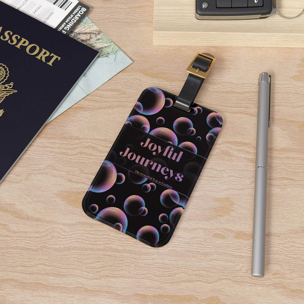 Luggage Tag — 'Joyful Journeys' Bubble Pattern Travel ID Tag