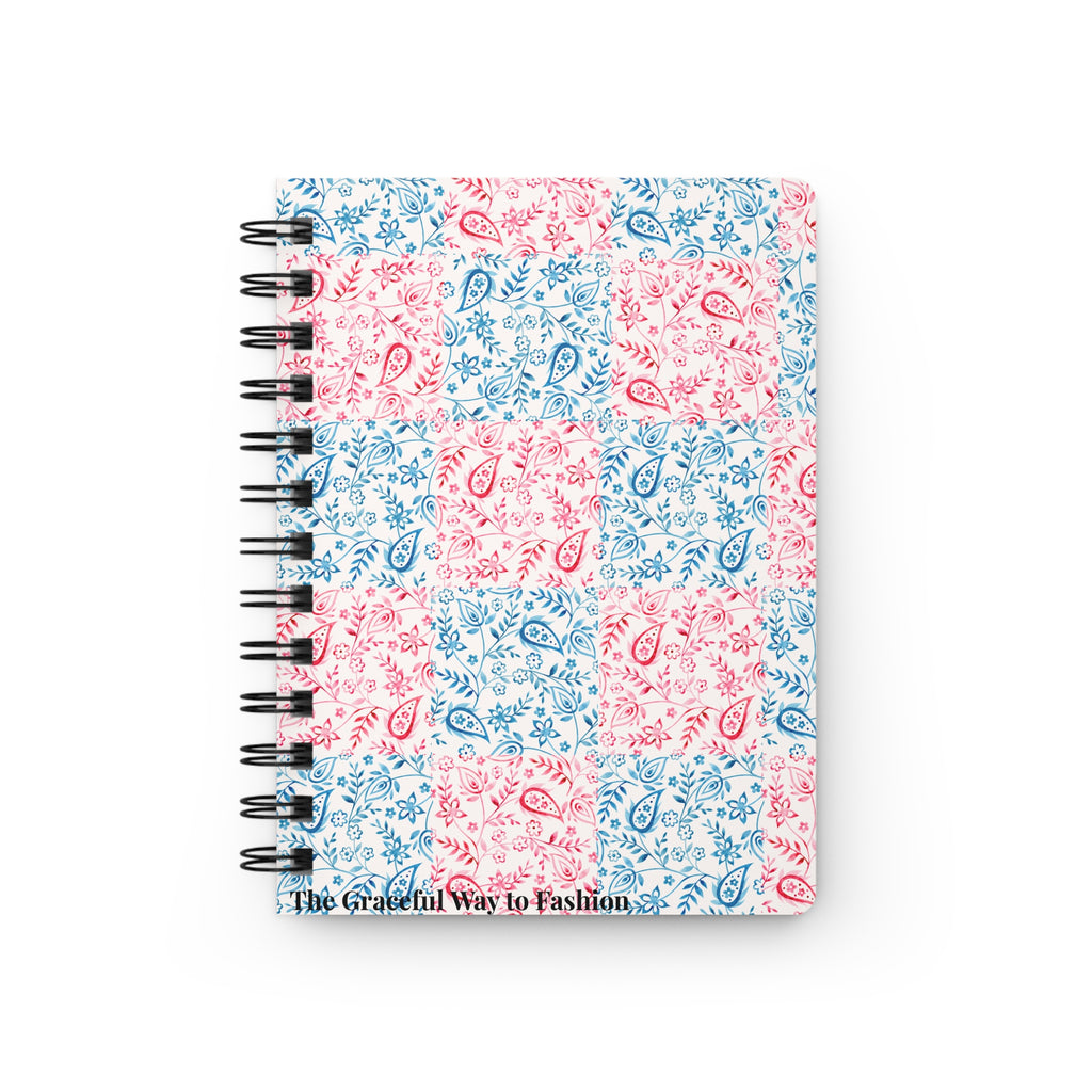 Floral Paisley Spiral Journal – Pink & Blue Patchwork Notebook