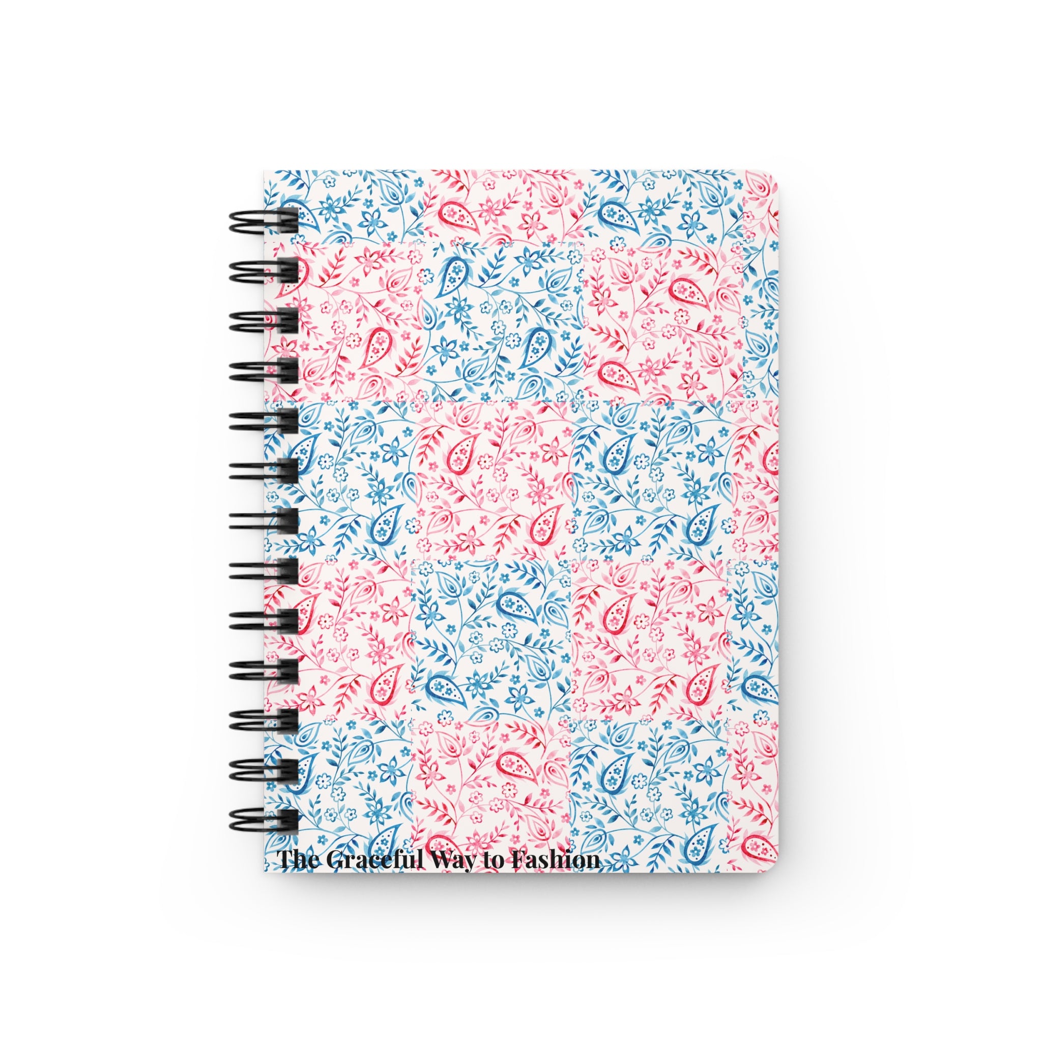 Floral Paisley Spiral Journal – Pink & Blue Patchwork Notebook