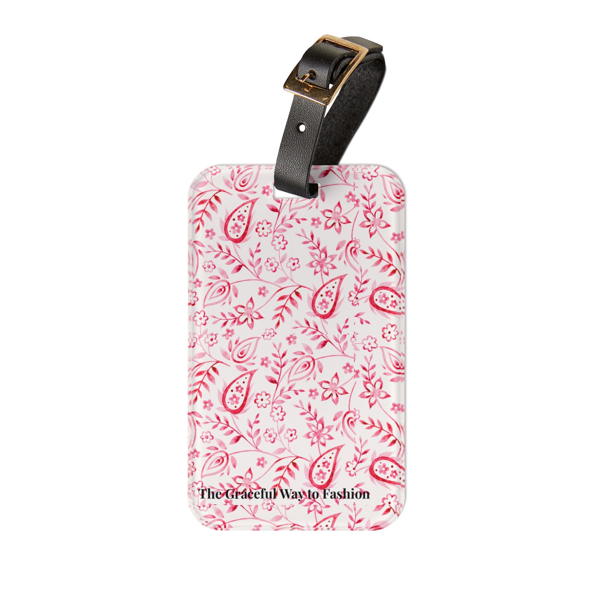 Pink Paisley Floral Luggage Tag - Feminine Travel ID Tag with Patterned Design