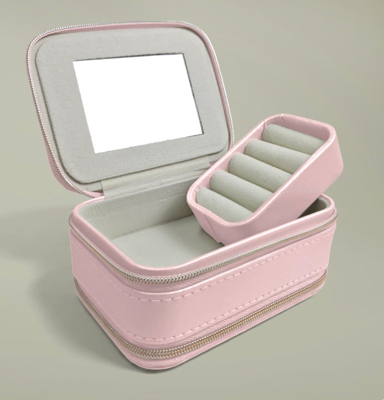 Red Carpet Print Double Zipper Jewelry Box