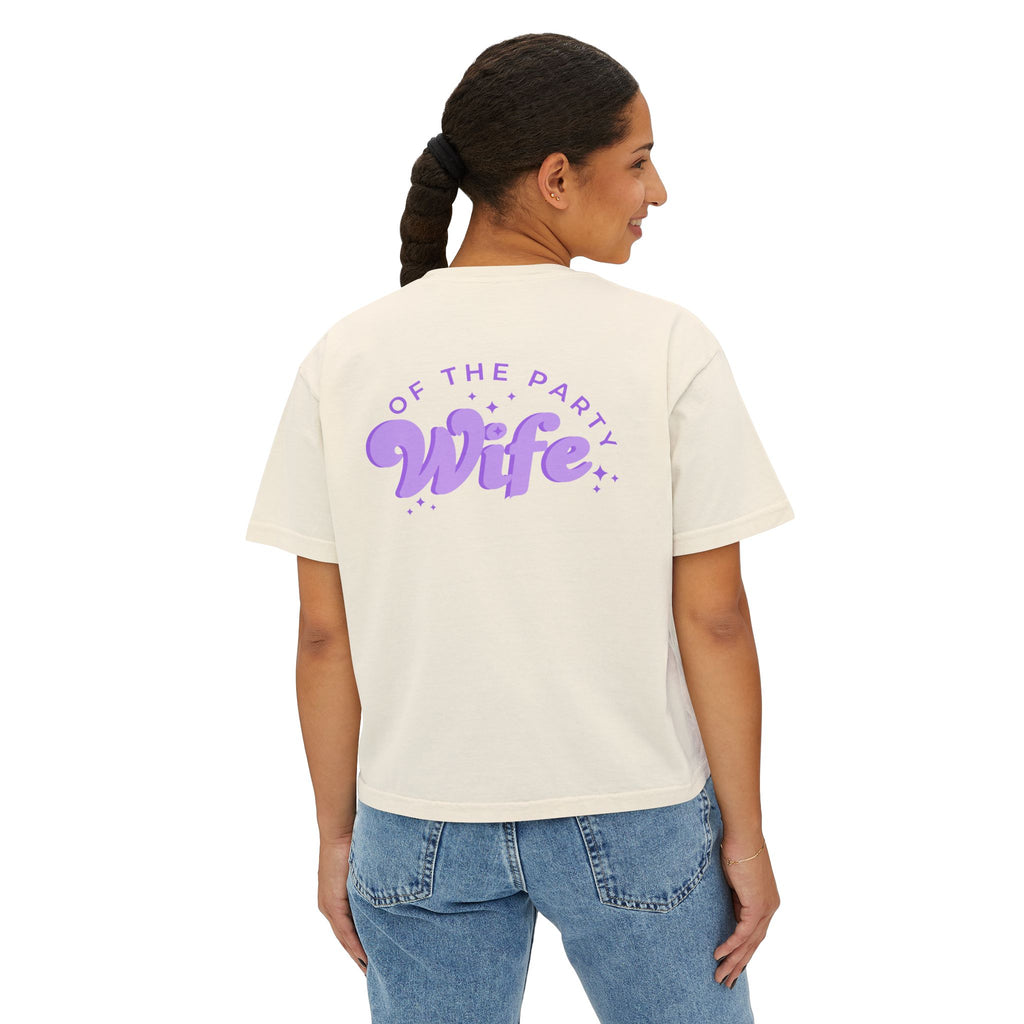 Purple Boxy Tee — "Wife Of The Party" Graphic