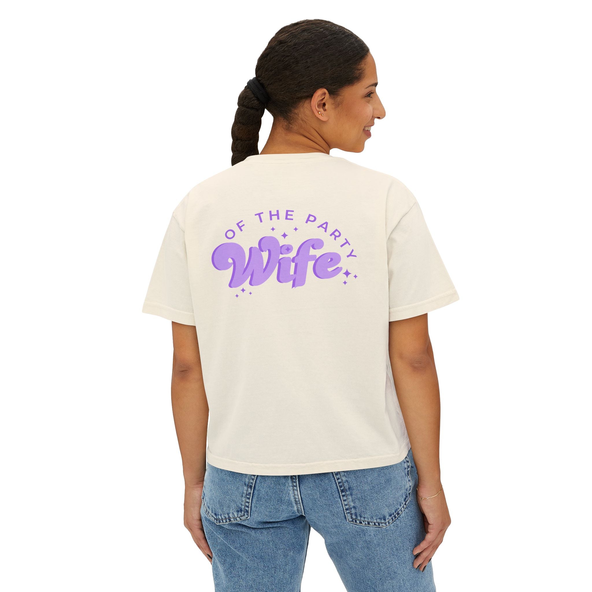 Purple Boxy Tee — "Wife Of The Party" Graphic