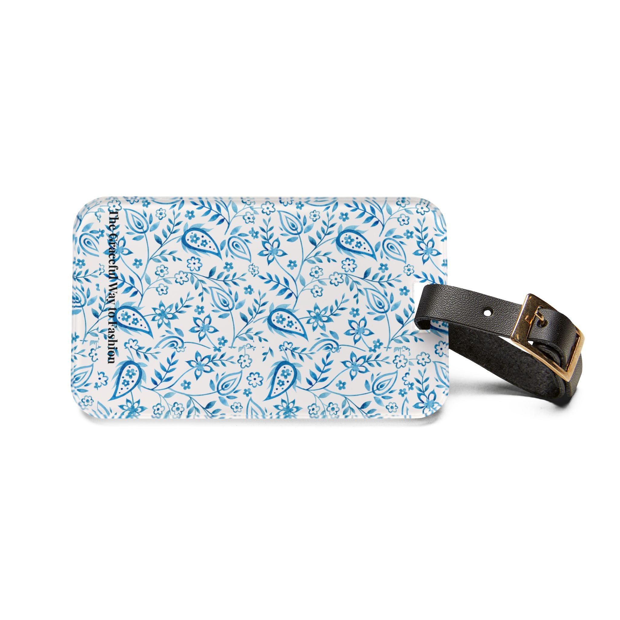 Paisley Patchwork Luggage Tag — Pink & Blue Travel ID with 'The Grateful Way to Fashion'