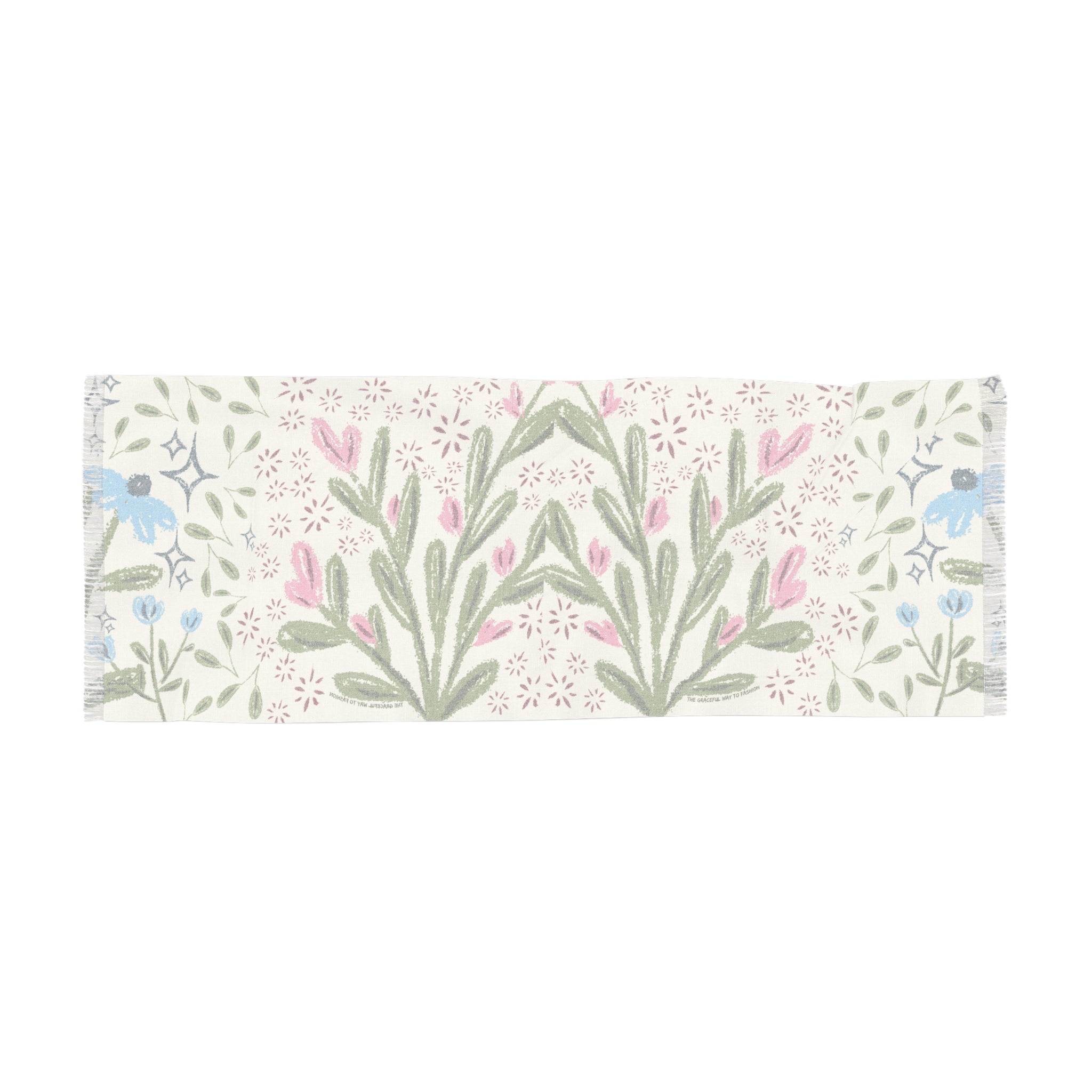 Pink Floral Spring Light Travel Scarf – Hand-Painted Pastel Botanical Design
