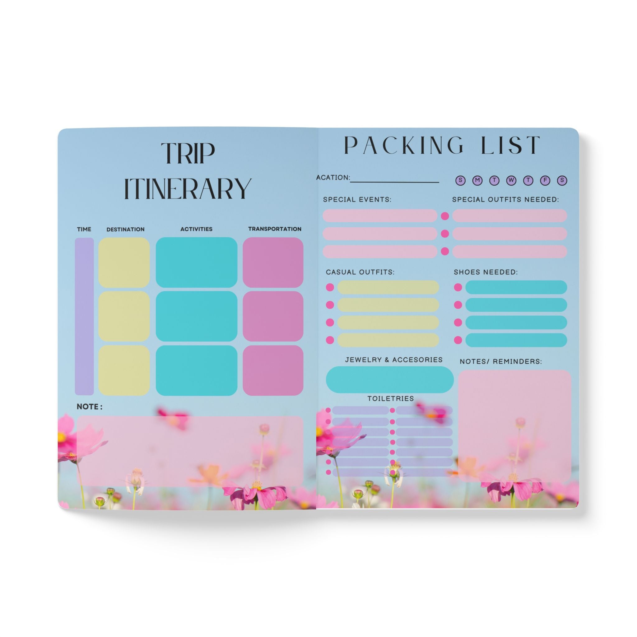 Softcover Trip Journal — "Iconic Looks & Beautiful Moments" Floral Notebook for Memories & Daily Notes