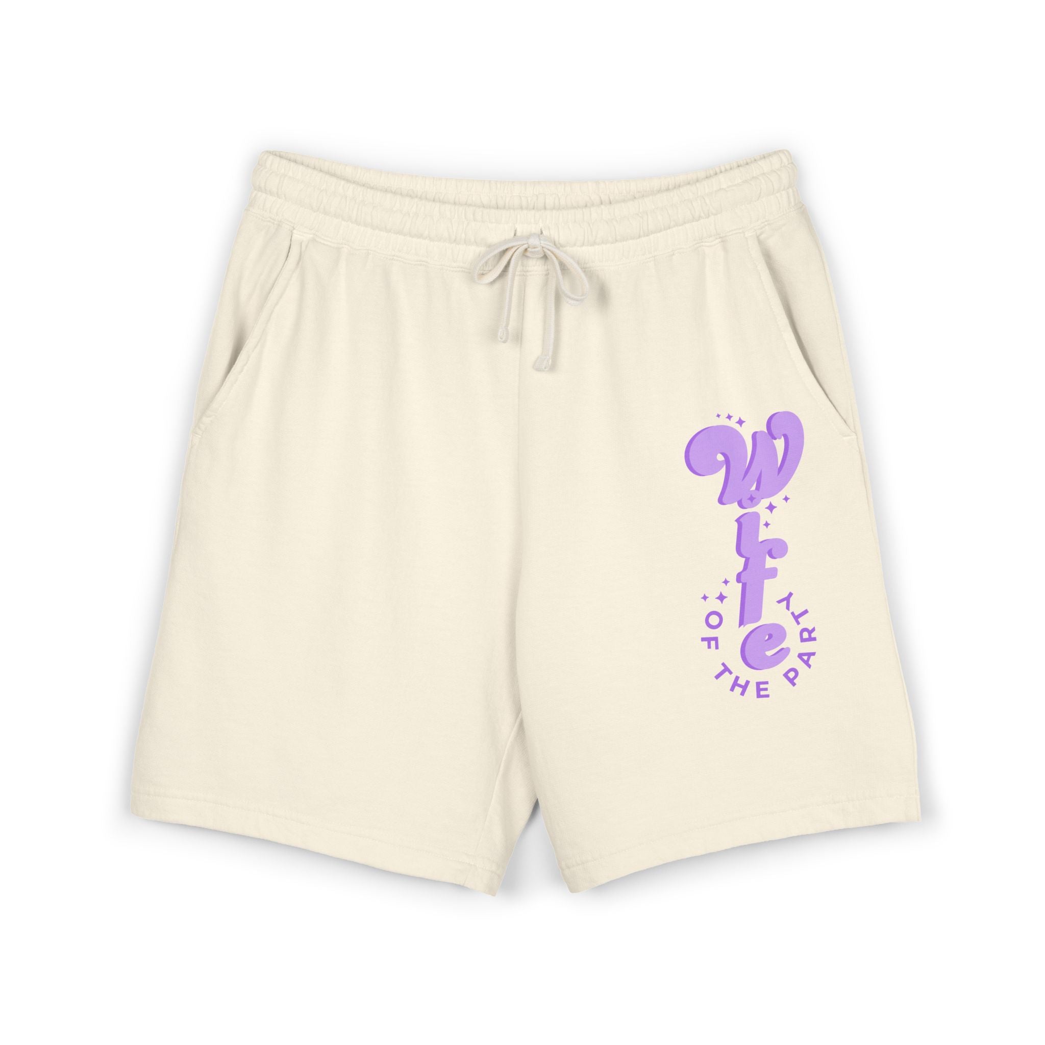Tonal Purple Wife of the Party Garment-Dyed Lightweight Fleece Sweat Shorts