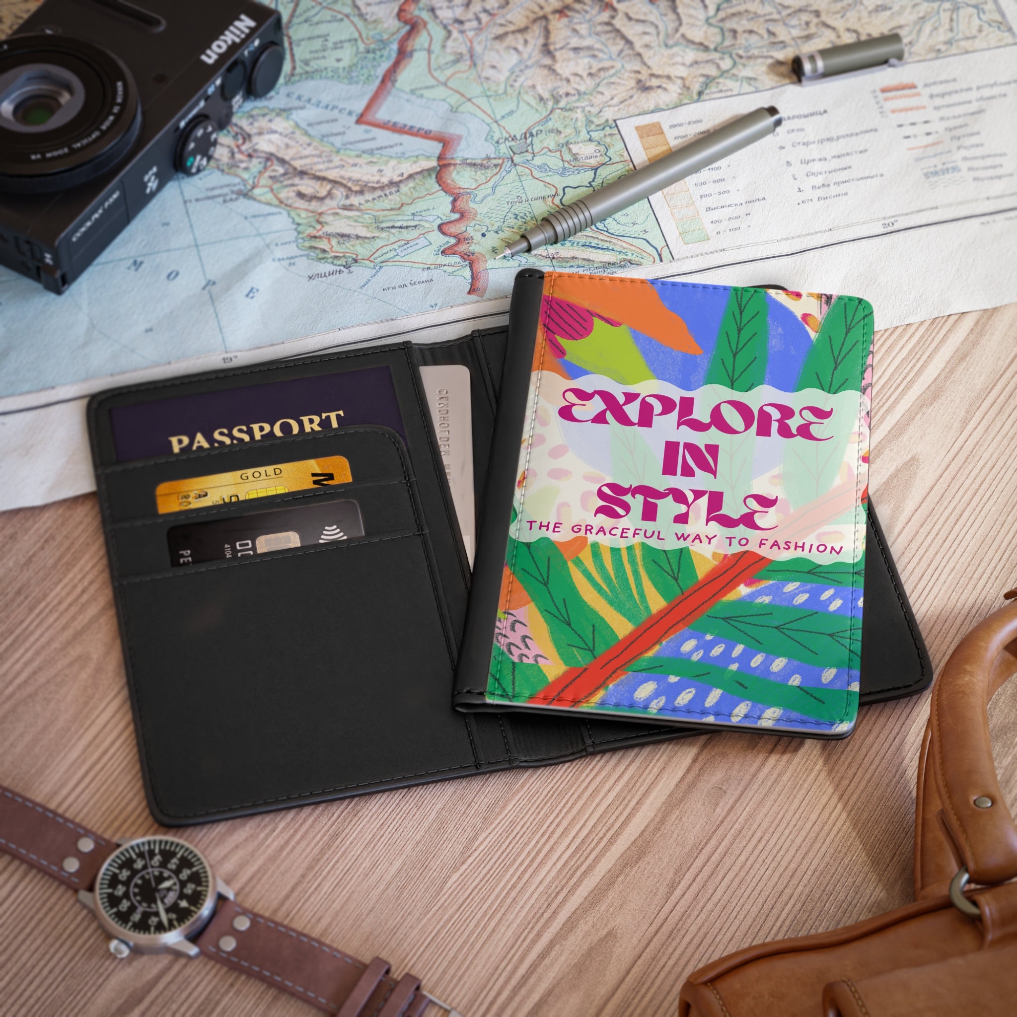 Explore in Style Passport Cover — Tropical Leather Travel Passport Holder