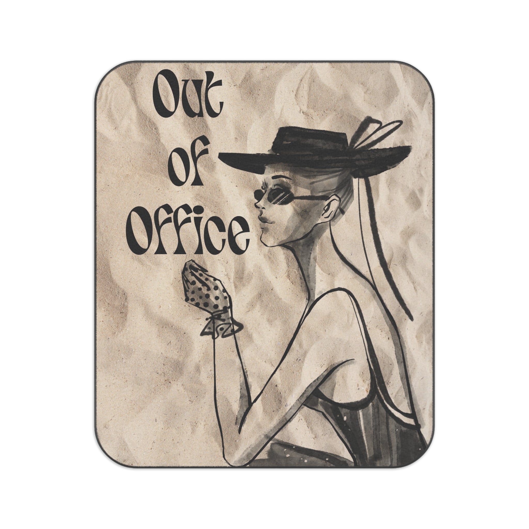 Out of Office Retro Chic Picnic Blanket — Vintage Fashion Illustration Blanket