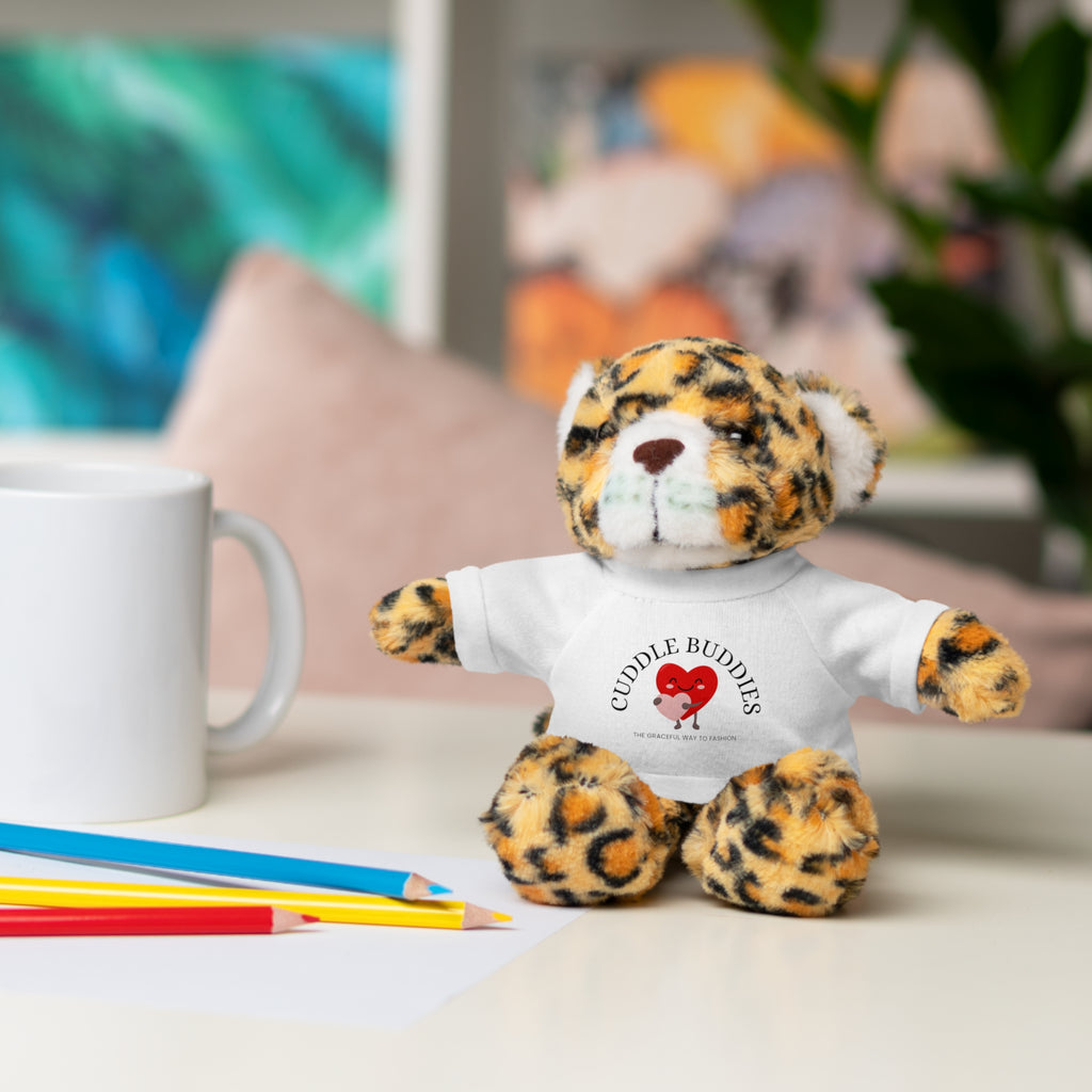 Travel Cuddle Buddies Plush Bear with "Cuddle Buddies" Tee — Soft Gift for Kids & Valentines