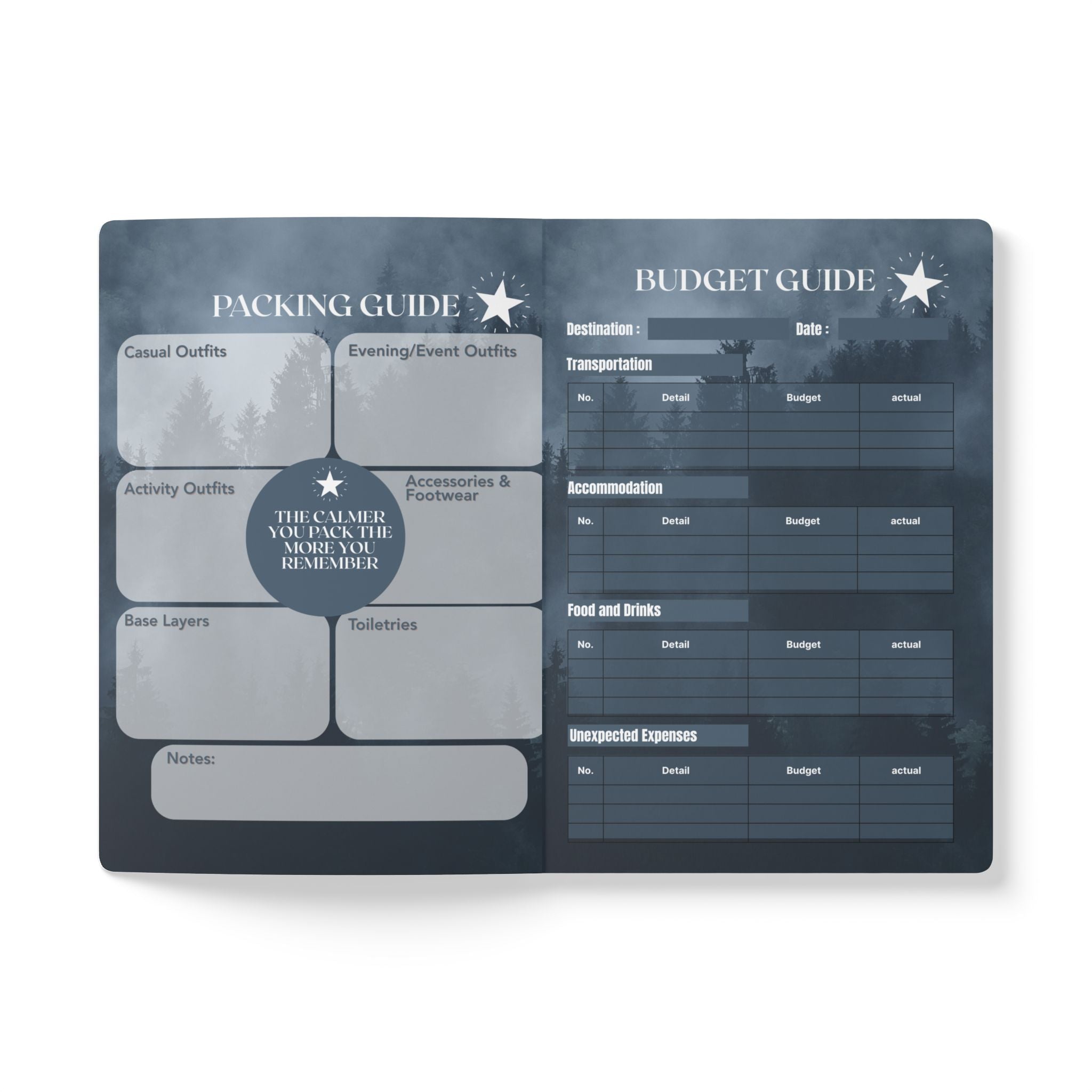 Paths Through Mist and Memory Misty Forest Softcover Trip Journal