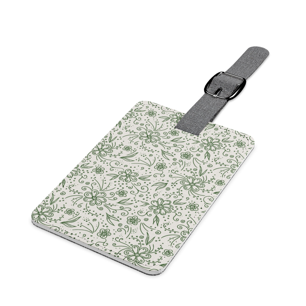 Green Botanical Print Luggage Tag