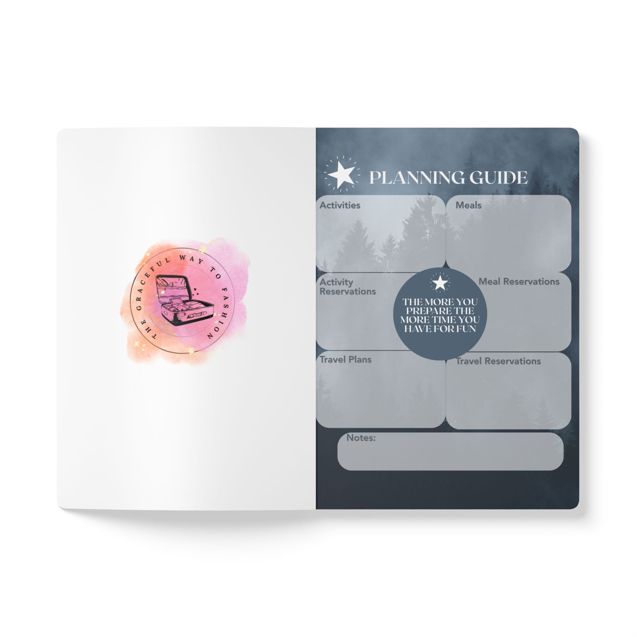 Paths Through Mist and Memory Misty Forest Softcover Trip Journal