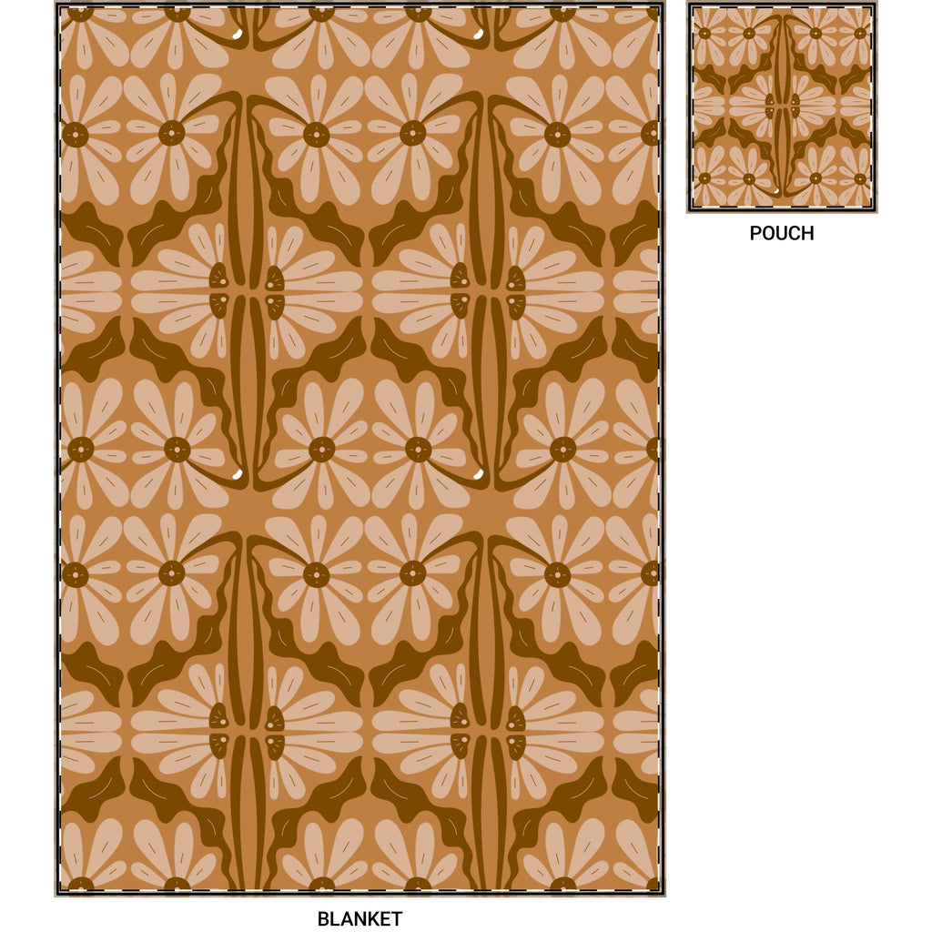 Floral Travel Blanket with Pouch