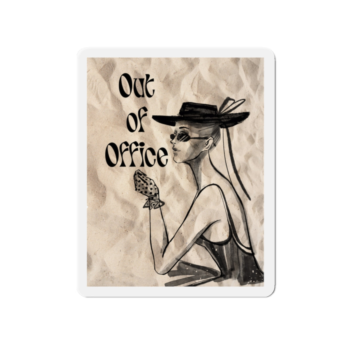 Out of Office Die-Cut Magnet — Retro Lady Vacation Fridge Magnet