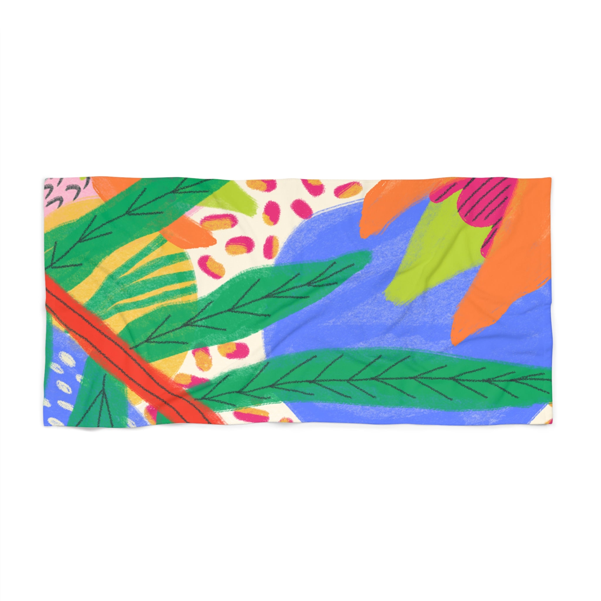 Explore in Style Tropical Palm Beach Towel — Colorful Abstract Summer Print