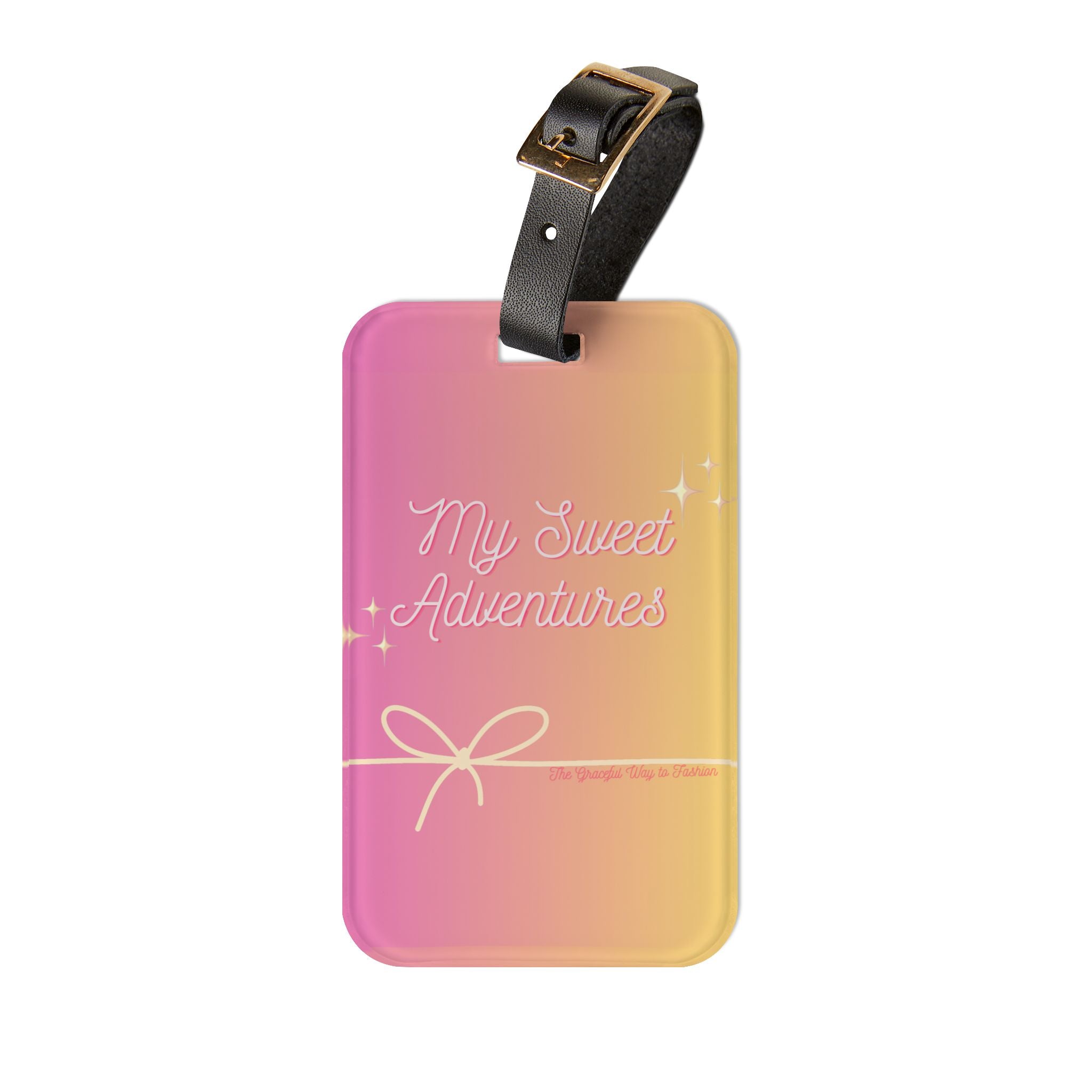 My Sweet Adventures Gradient Luggage Tag — Pink Yellow Travel ID