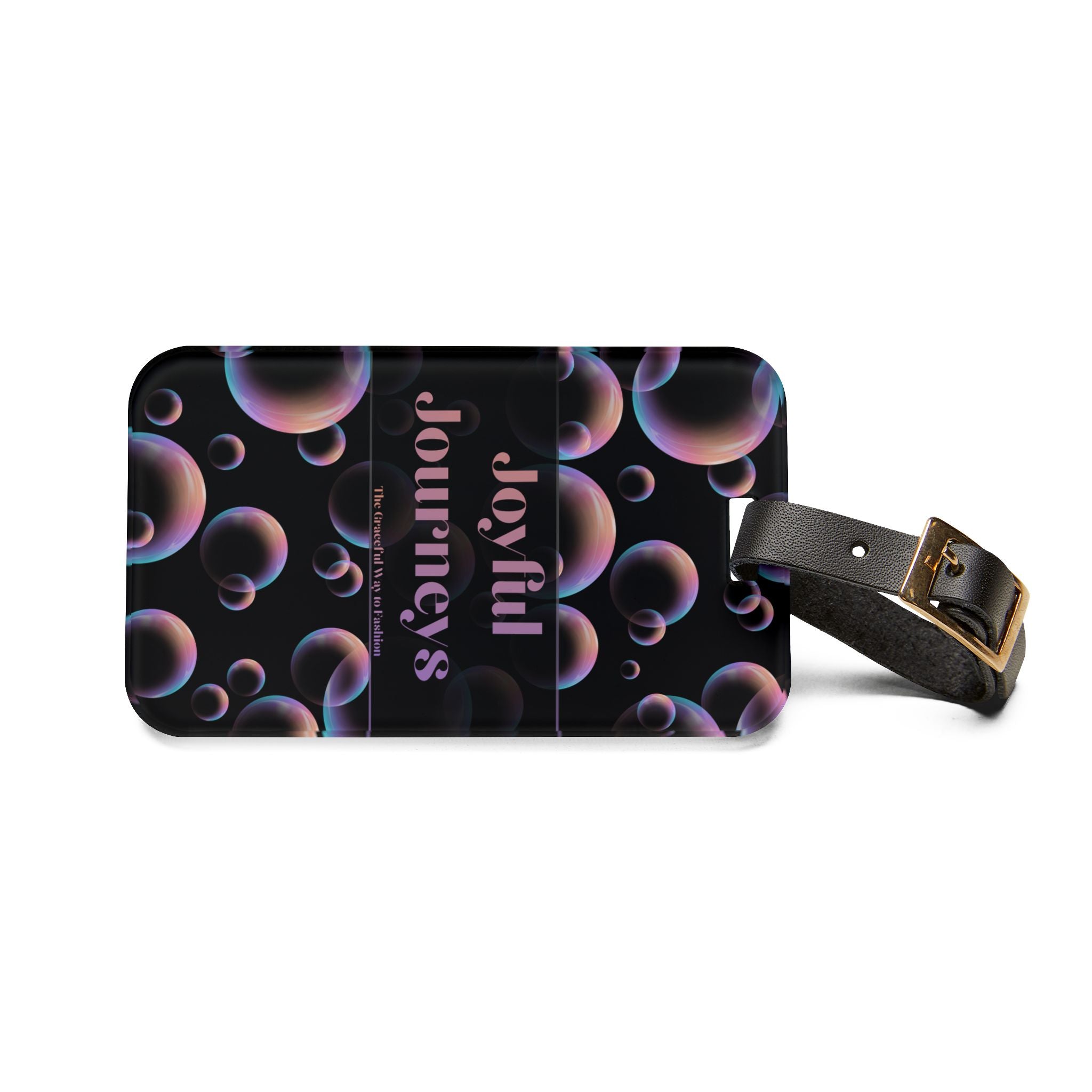 Luggage Tag — 'Joyful Journeys' Bubble Pattern Travel ID Tag