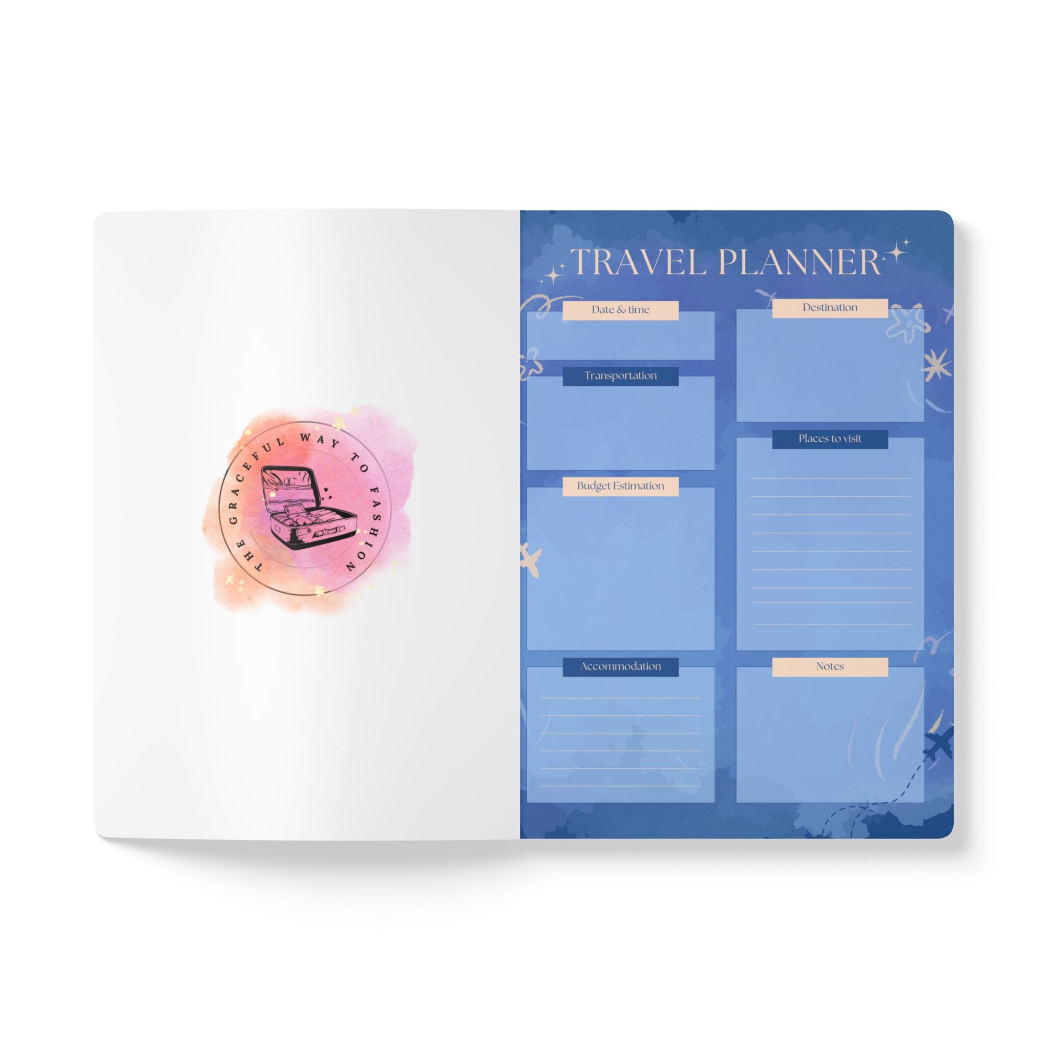 Travel Planner Soft-cover Trip Journal — Blue Starry Sky Travel Notebook