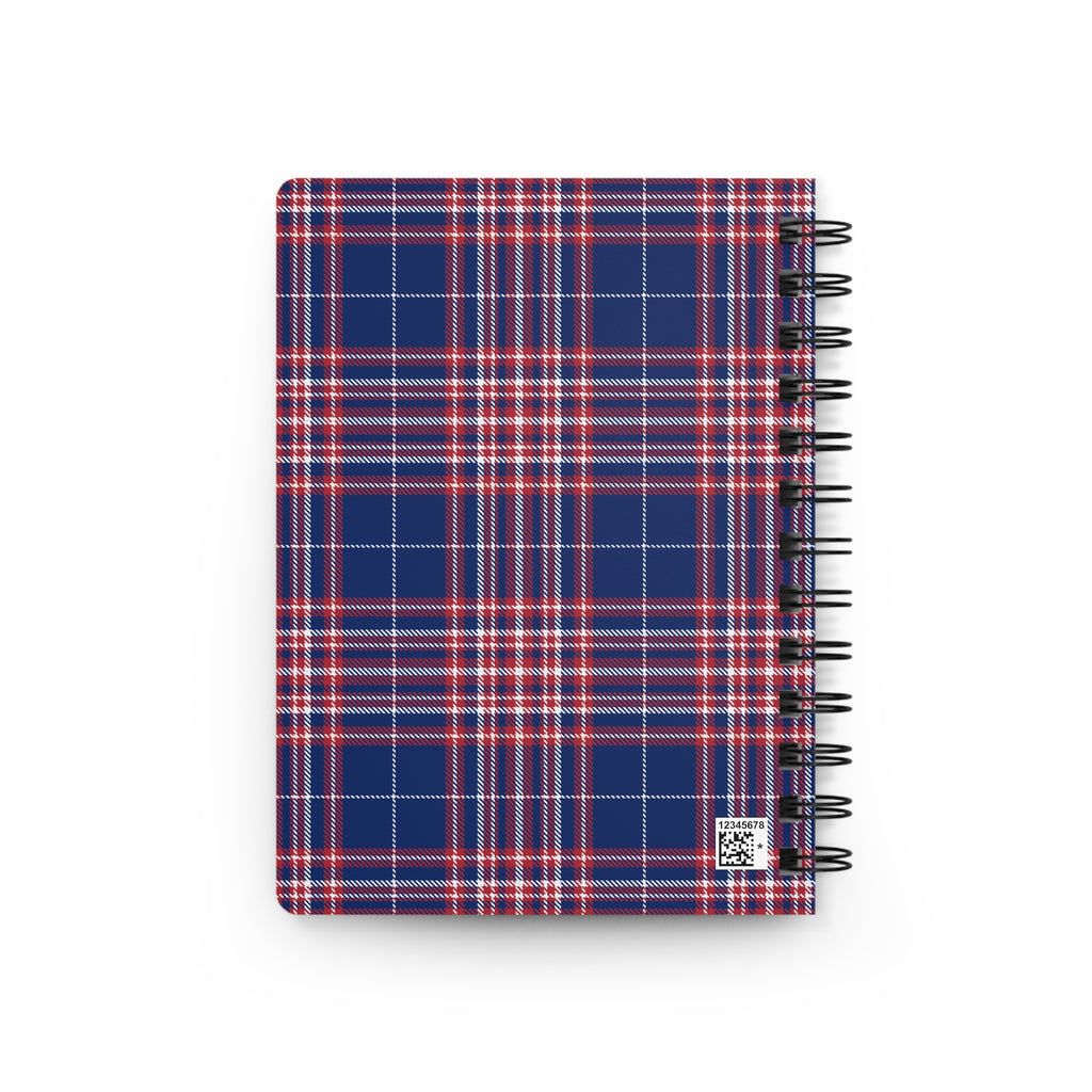 Plaid Ribbon Spiral Journal — Navy & Red Plaid Notebook