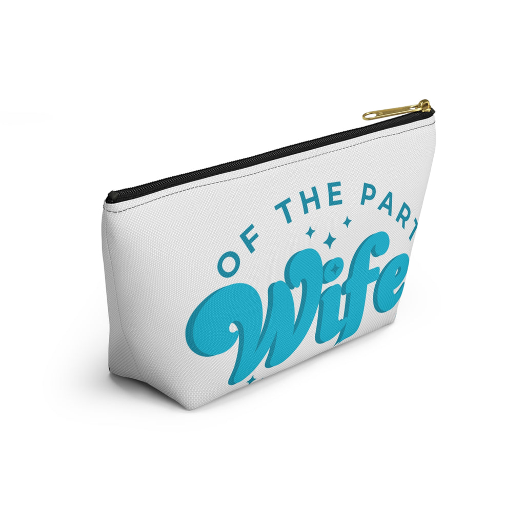 Blue Accessory Pouch — “Wife of the Party” Cosmetic Bag