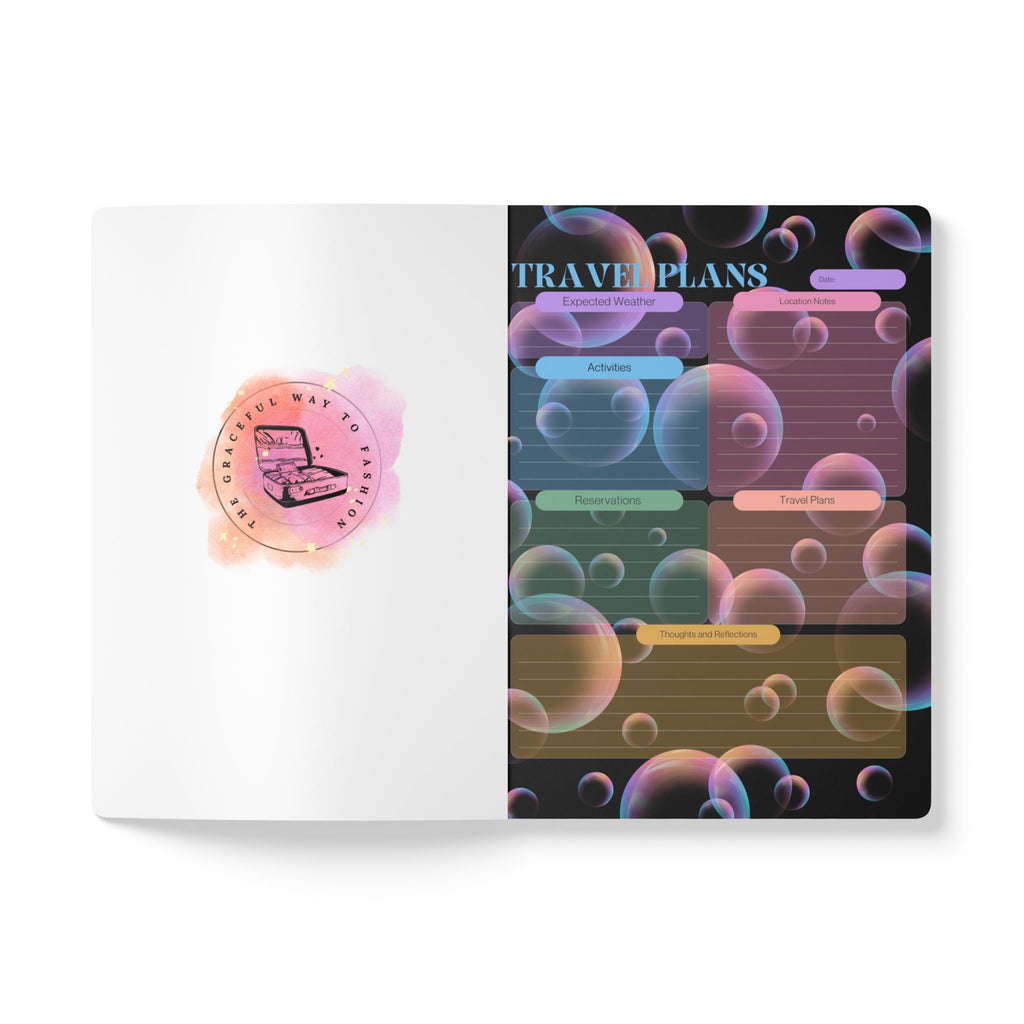 Joyful Journey Trip Journal — Softcover Notebook with Iridescent Bubble Design