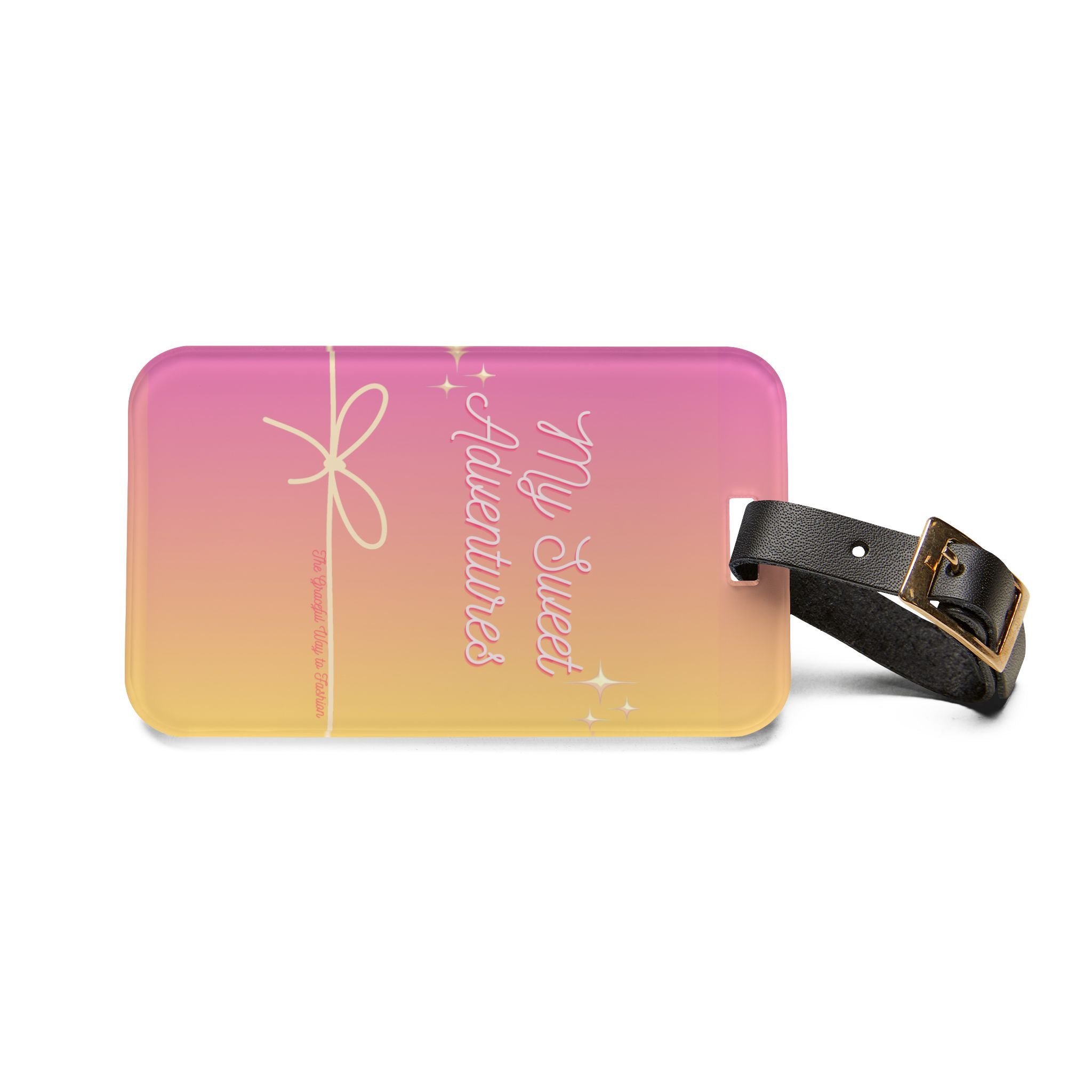 My Sweet Adventures Gradient Luggage Tag — Pink Yellow Travel ID