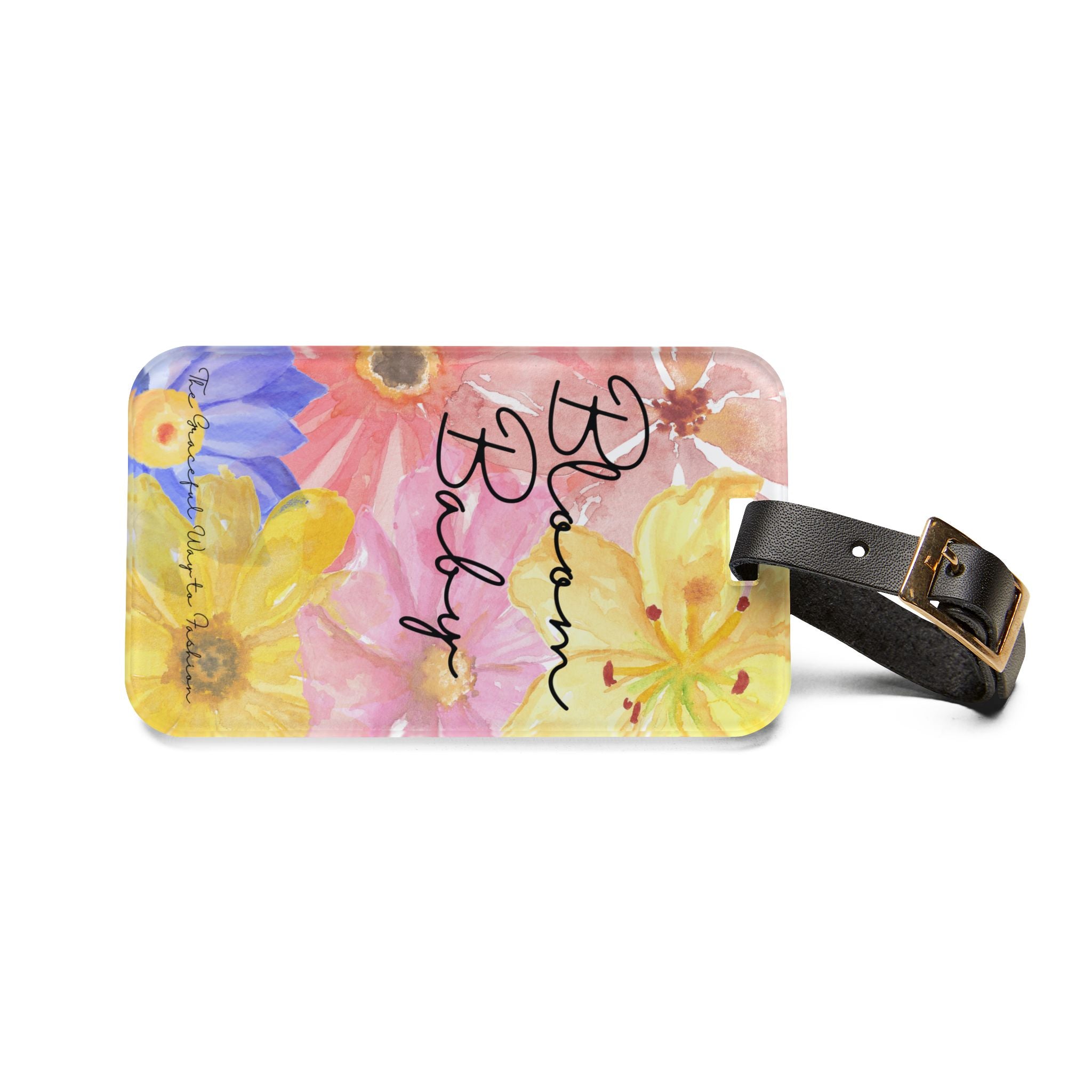 Bloom Baby Luggage Tag — Floral Watercolor Travel ID Tag