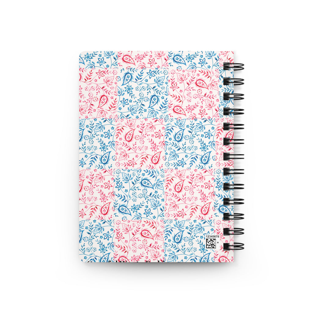 Floral Paisley Spiral Journal – Pink & Blue Patchwork Notebook